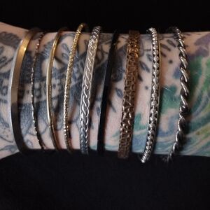 Mixed Metal Bangle Bracelet Set